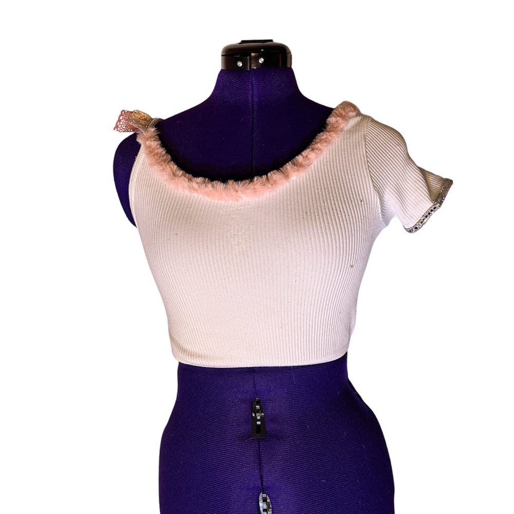 Upcycled one sleeve crop top